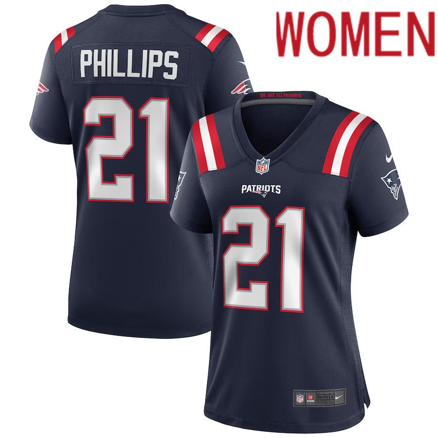 Women New England Patriots #21 Adrian Phillips Nike Navy Game NFL Jersey->women nfl jersey->Women Jersey